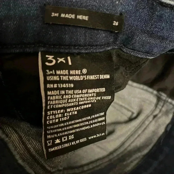 3x1 NYC Shelter Crop Denim Chewed Hem High Rise Straight Leg Jeans 26 - Picture 9 of 10